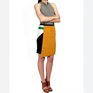 Sachin & Babi Faux Suede Colorblocked Combo Skirt